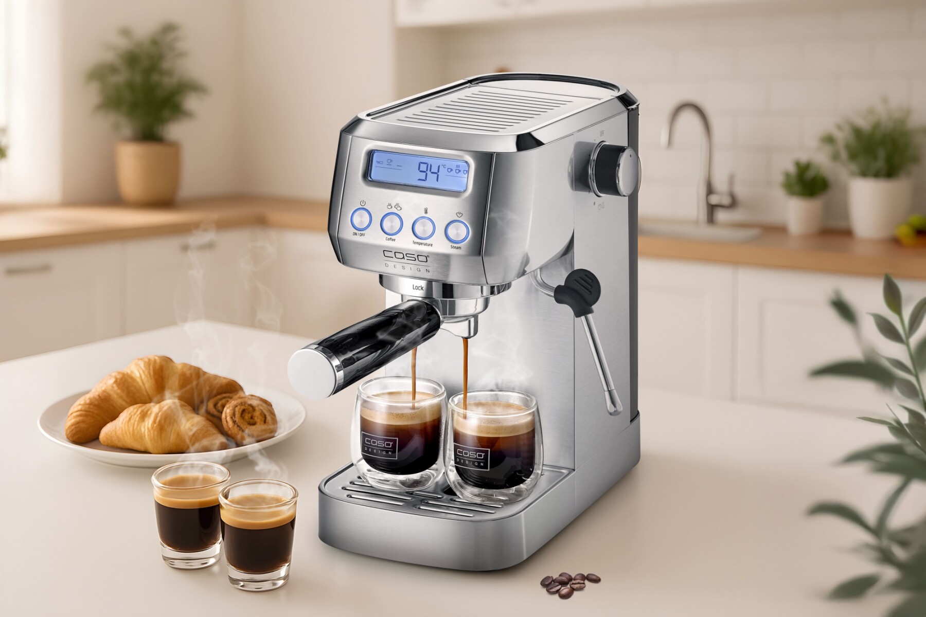 CAFETERA ESPRESSO MANUAL DIGITAL GOURMET CREAM SLIM 