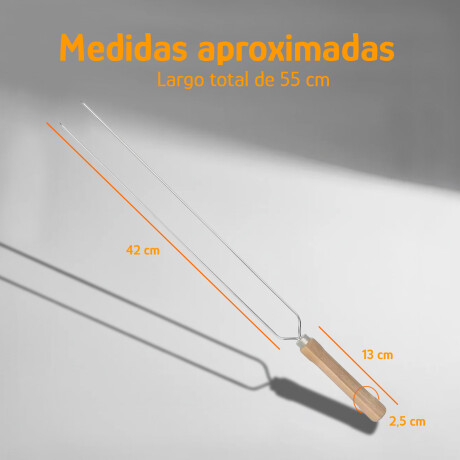 Espetón Doble 55cm P/Chorizos Carnes Acero Cromado Reforzado Plateado
