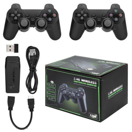 CONSOLA VIDEOJUEGOS 4K CON 2 CONTROLES NEGRO