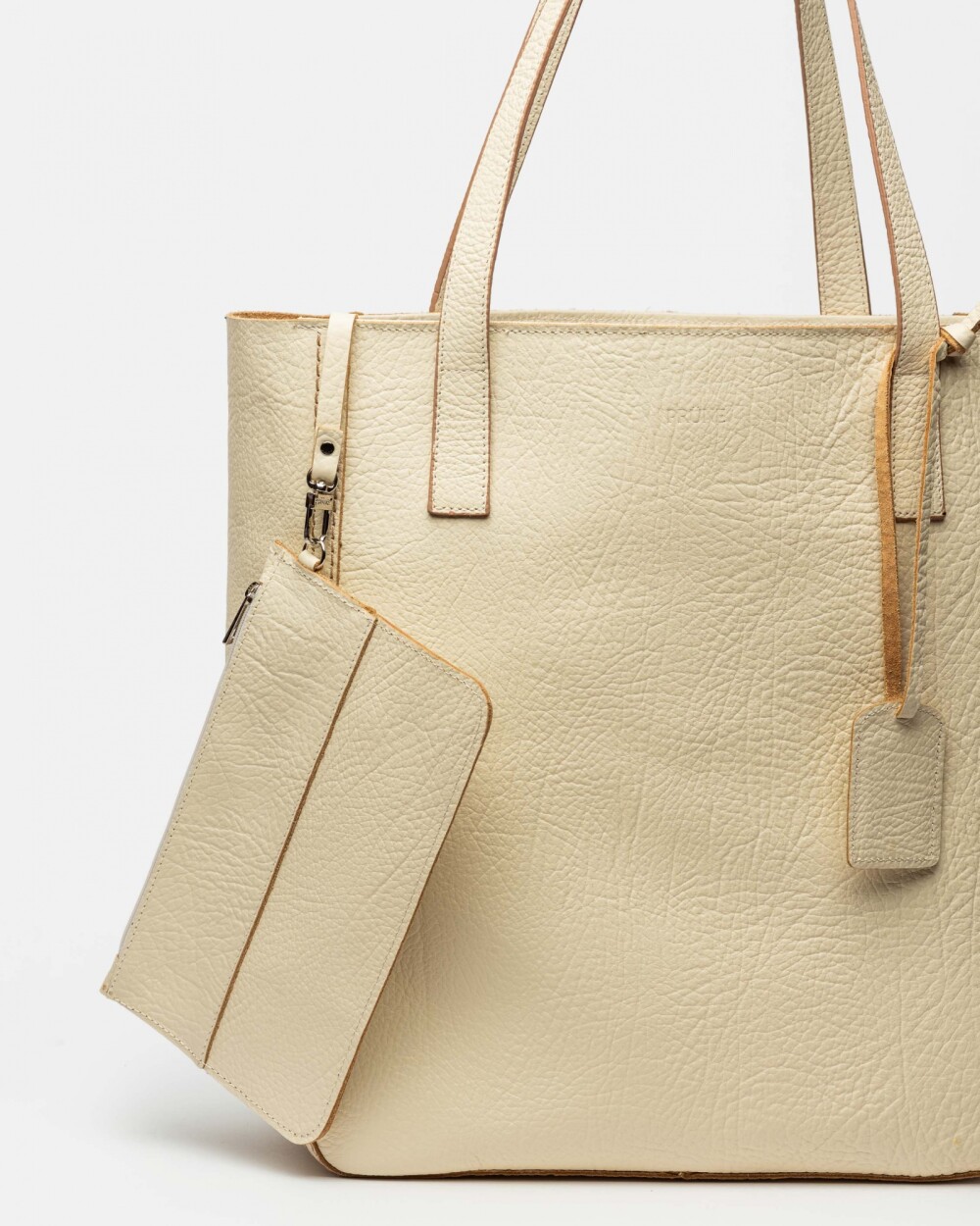 Shopper Vera En Cuero Graneado Natural