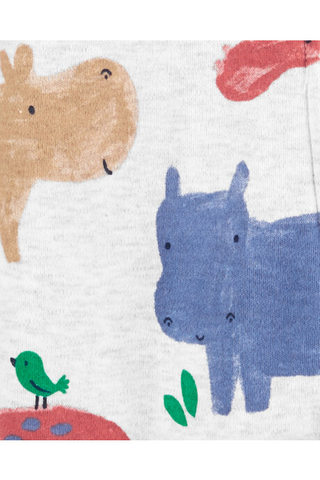 Pijama para Dormir y Jugar con Pie y Cremallera en Dos Direcciones Hipopótamos 0
