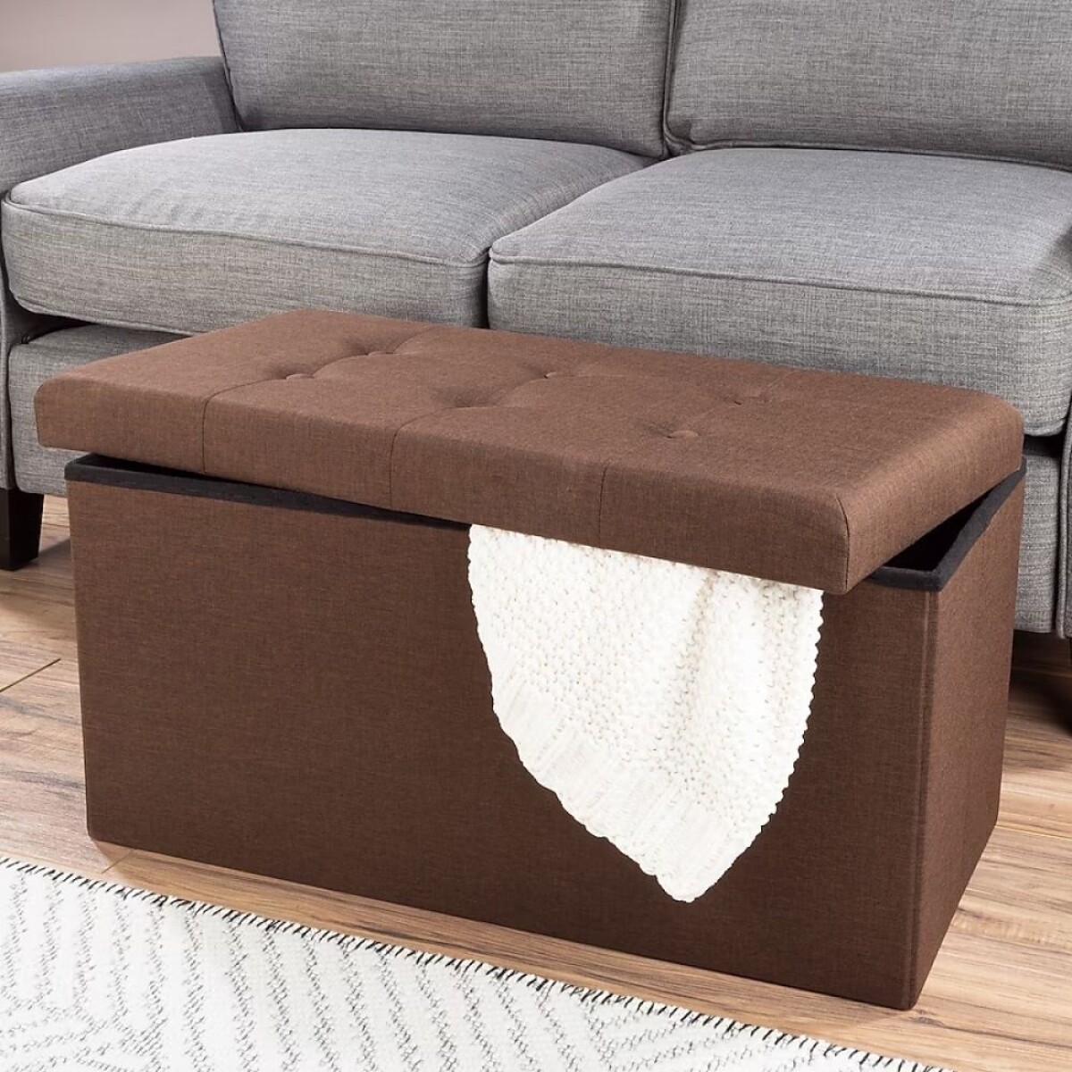 Puff Baul Texas Lino - Chocolate 