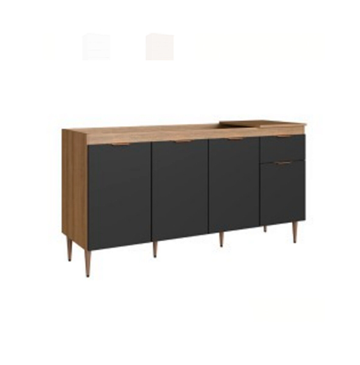 BAJO MESADA INEY- VE 2706- 1.60 m-4 Ptas 1 Caj.-Miel-Grafito - Sin color 