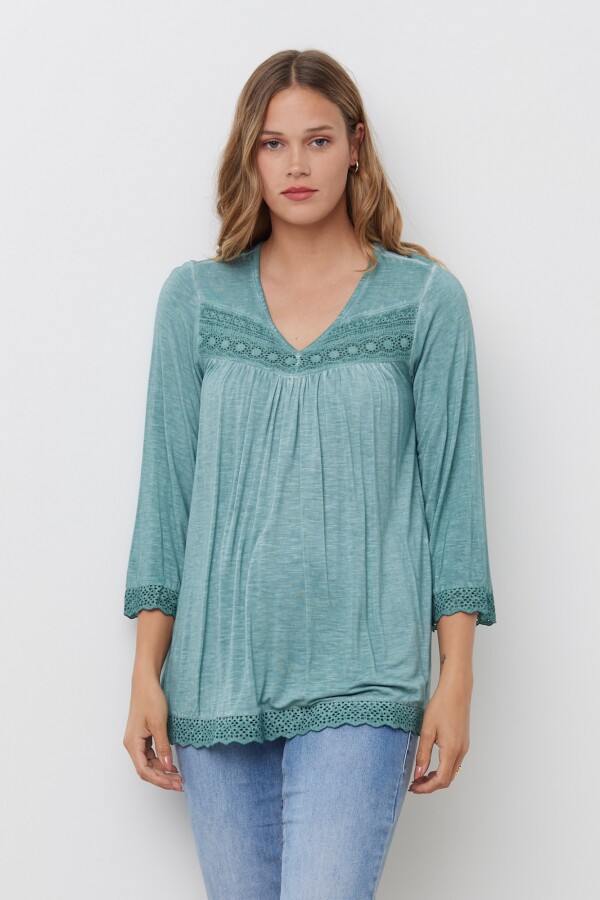 Remera Broderie VERDE