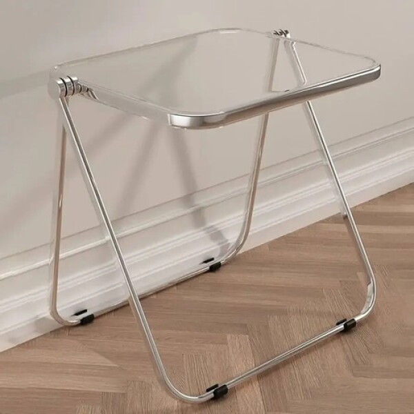 Mesa ComboHome Plia Acrílico Metal Plegable 65x50 Premium Plateada