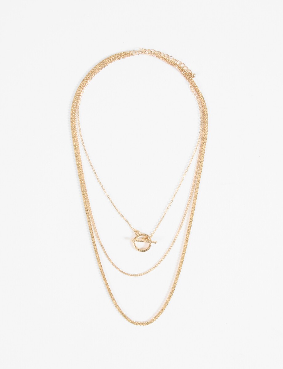 Collar cadena triple - dorado 