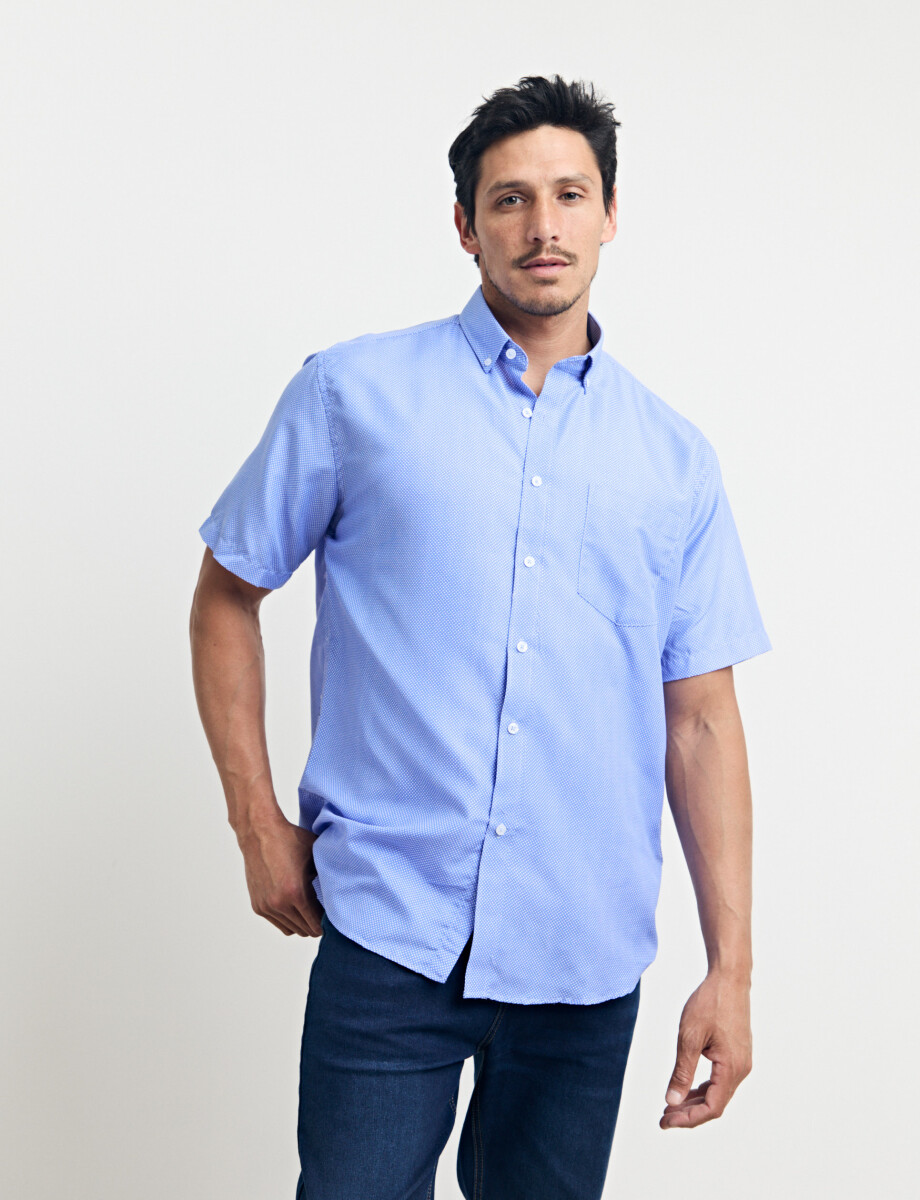 CAMISA HARRINGTON LABEL - Celeste/blanco 