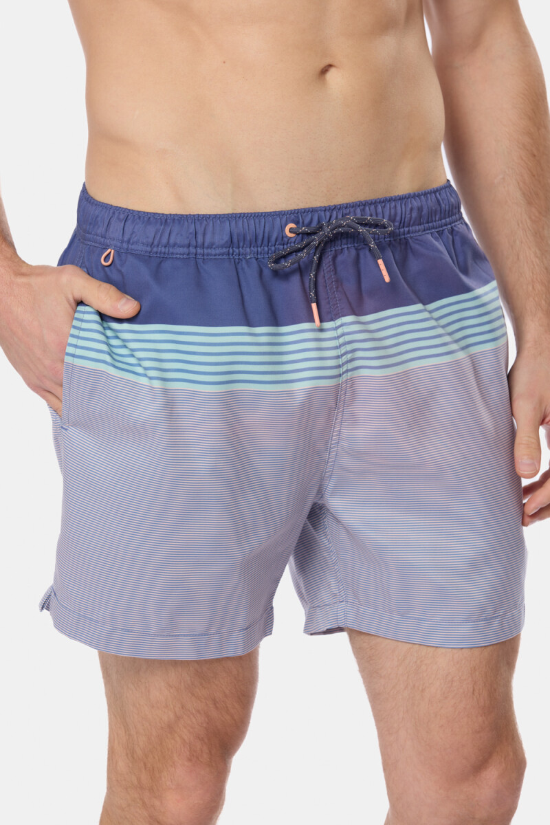 SHORT DE BAÑO RAYADO - Rosa 