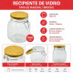 Recipiente vidrio 1000 ml tapa madera TRANSPARENTE
