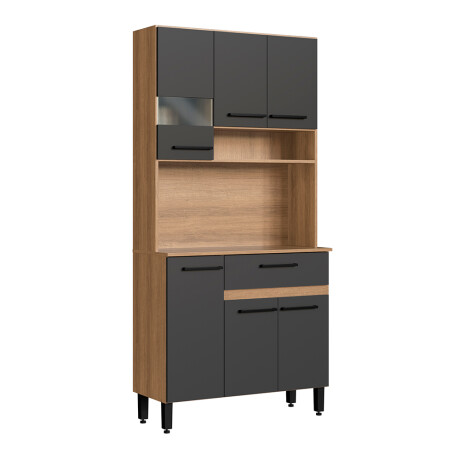 Aparador Multiuso 1 Cajón 4 Estantes 6 Puertas Ub NEGRO-MARRON