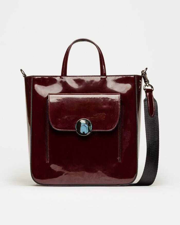 Shopper The Circle En Cuero Graneado Charol Burgundy Niquel