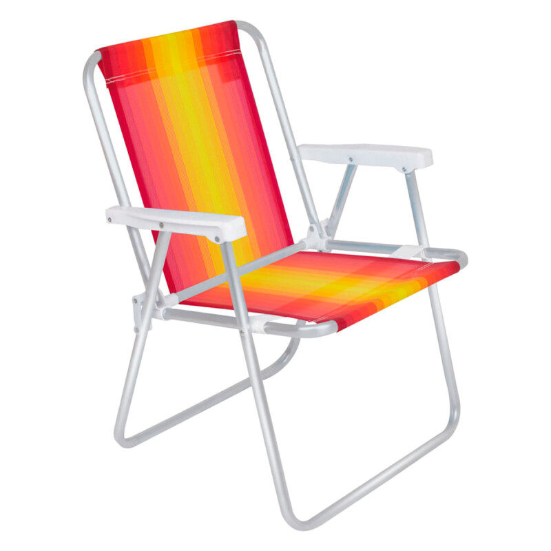 Silla Alta Aluminio Clásica A Rayas NARANJA