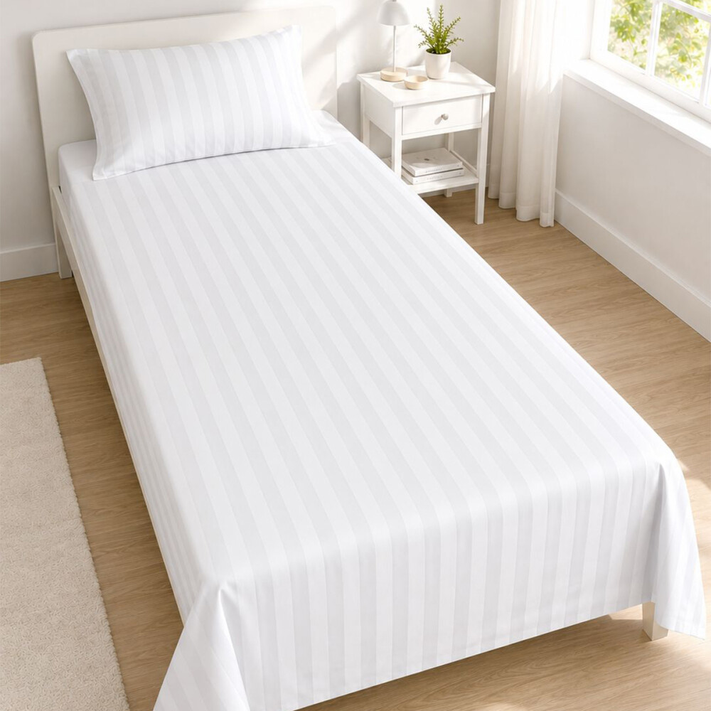 Juego Completo de Sabanas 1 Plaza 400 Hilos Premium Blanco