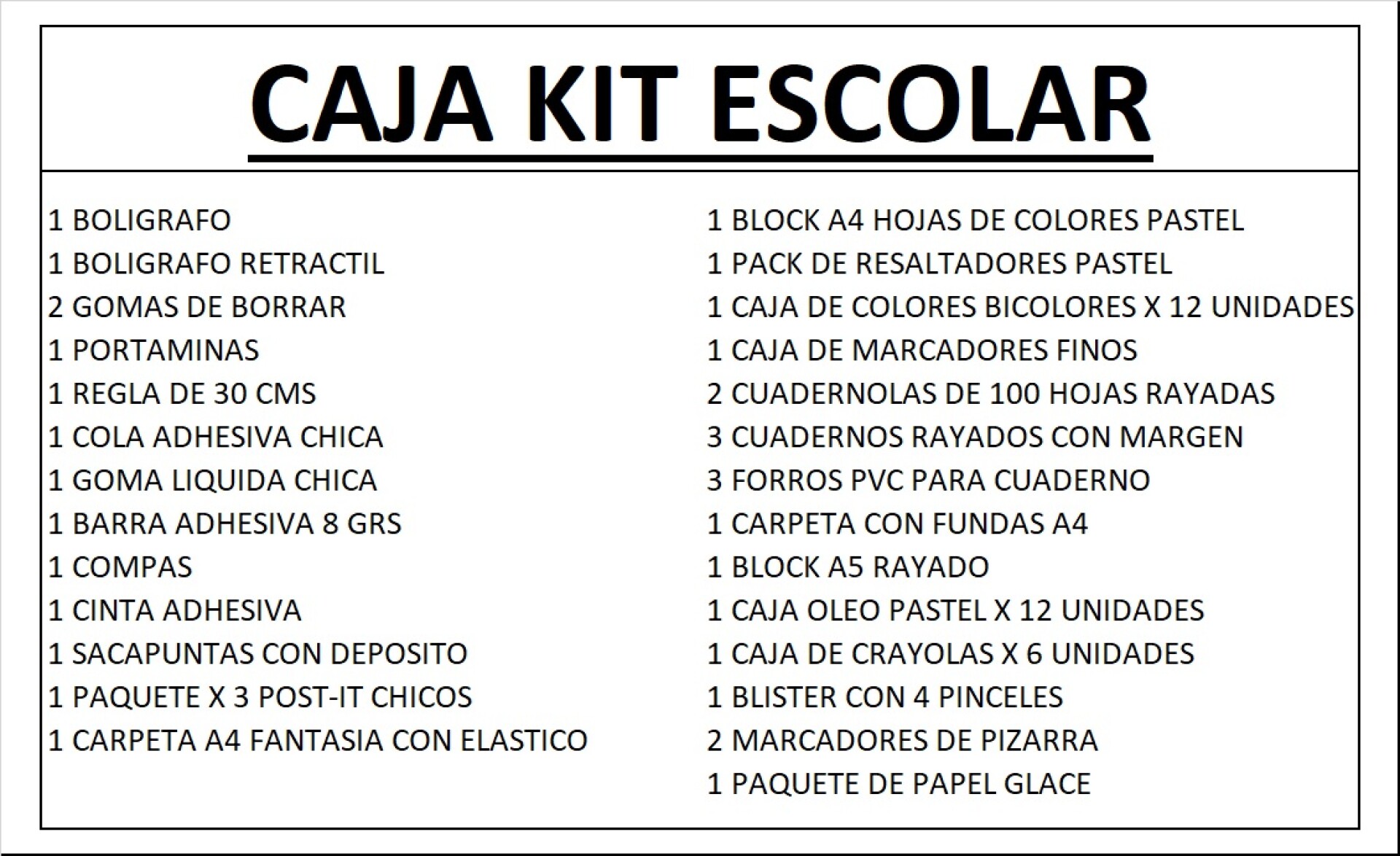CAJA KIT ESCOLAR VUELTA A CLASES! 