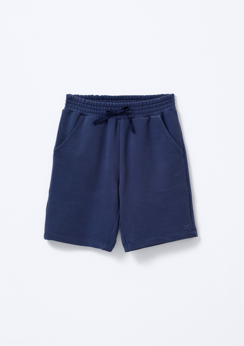 BERMUDA BÁSICA DE NIÑO EN ALGODÓN - AZUL 