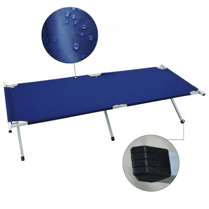 Catre Cama Plegable Metálico Para Camping Con Bolso Azul