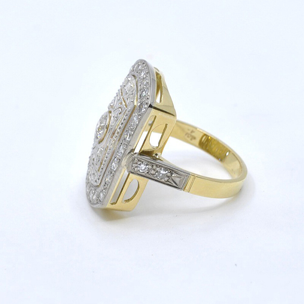 Anillo Nuevo Estilo Antiguo En Oro 18K Y Brillantes Anillo Nuevo Estilo Antiguo En Oro 18K Y Brillantes