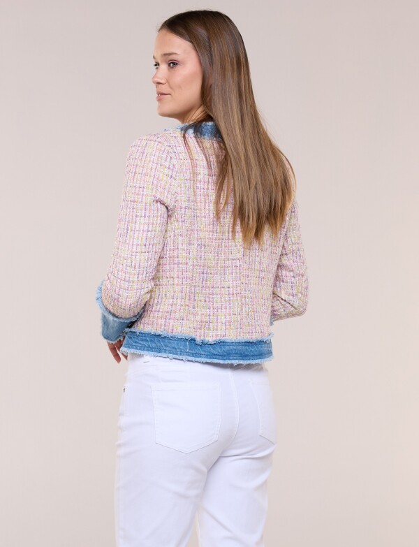 Chaqueta Tweed Multicolor Con Detalles Denim ROSA/MULTI
