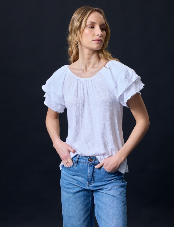 Blusa Manga Volados BLANCO
