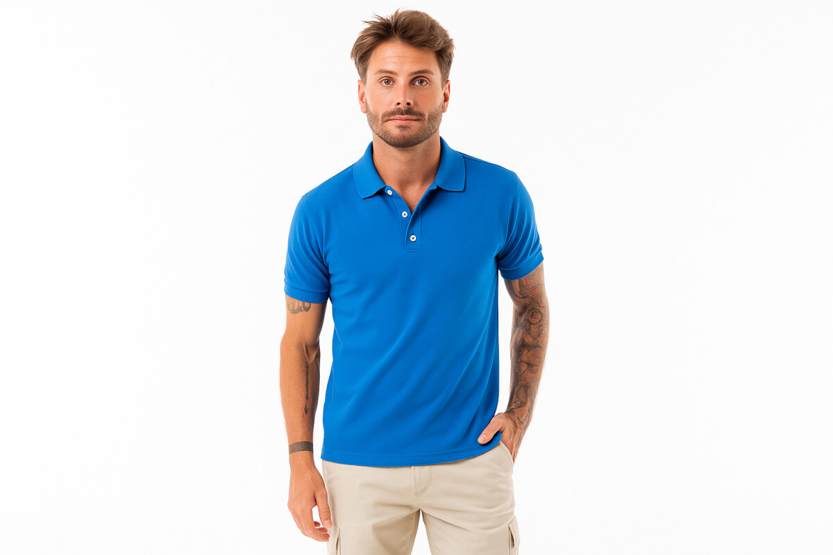 REMERA PIQUE CUELLO POLO 1801 Azul Francia
