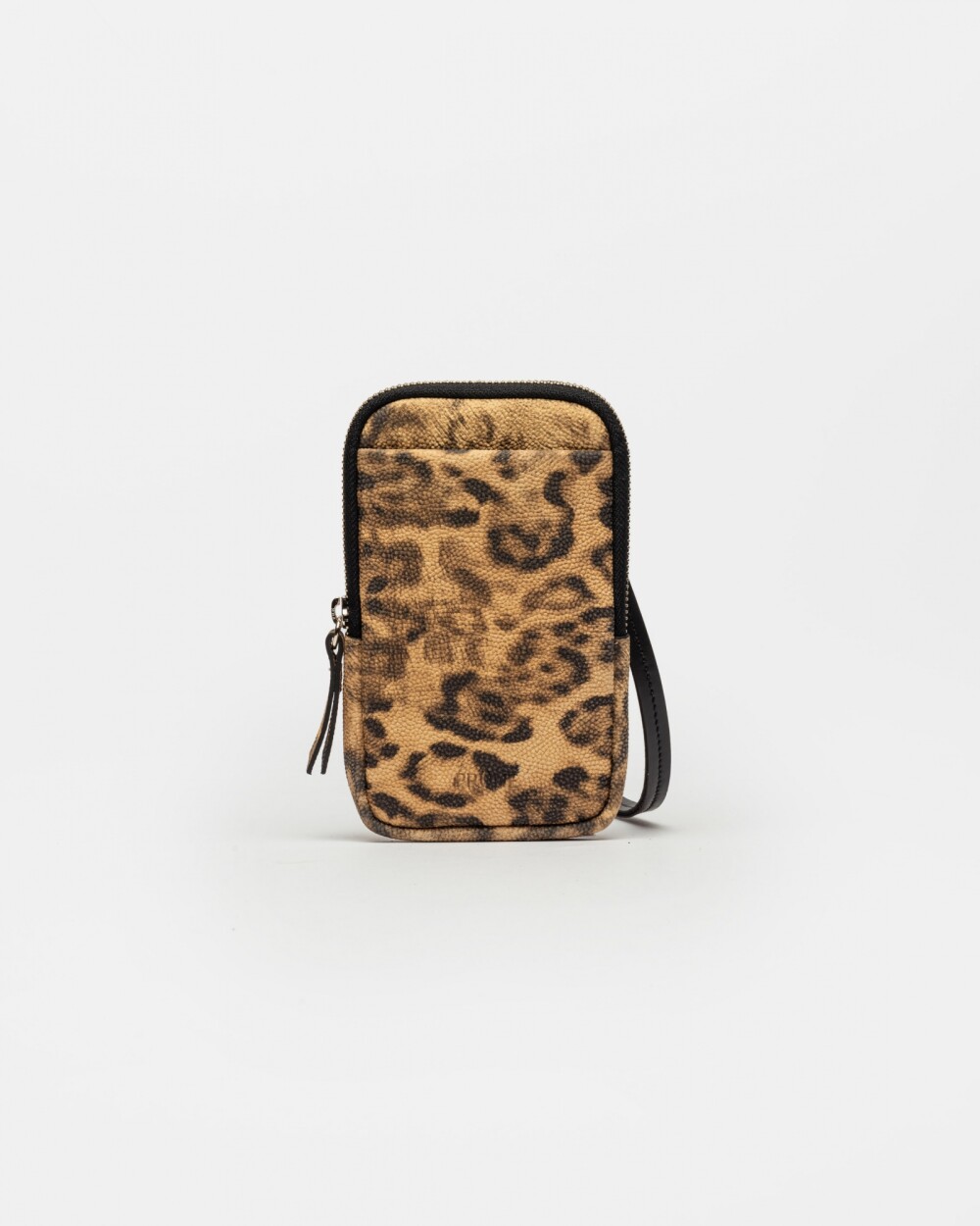 Porta Celular Pia En Cuero Animal Print Camel