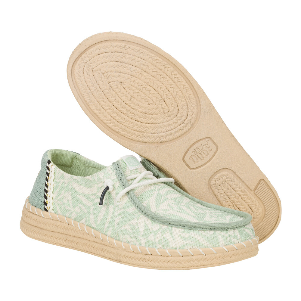 Wendy Espadrille Retro Palm - Mujer Celadon Green/White