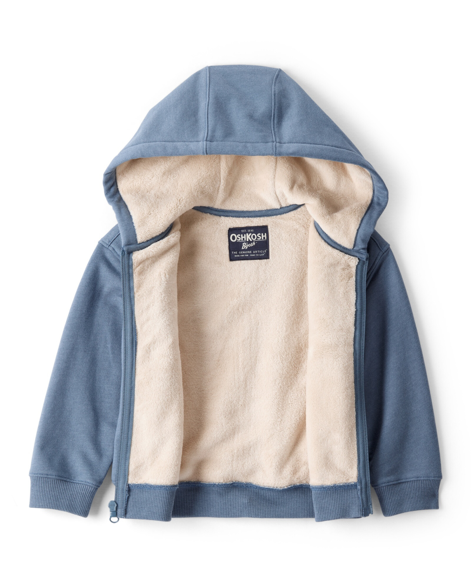 Campera de algodón, con forro polar y logo Sin color