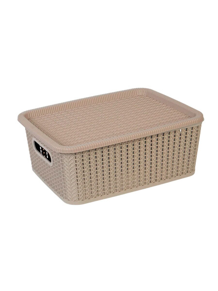 CAJA PLASTICA CON TAPA GRIS MELANGE M