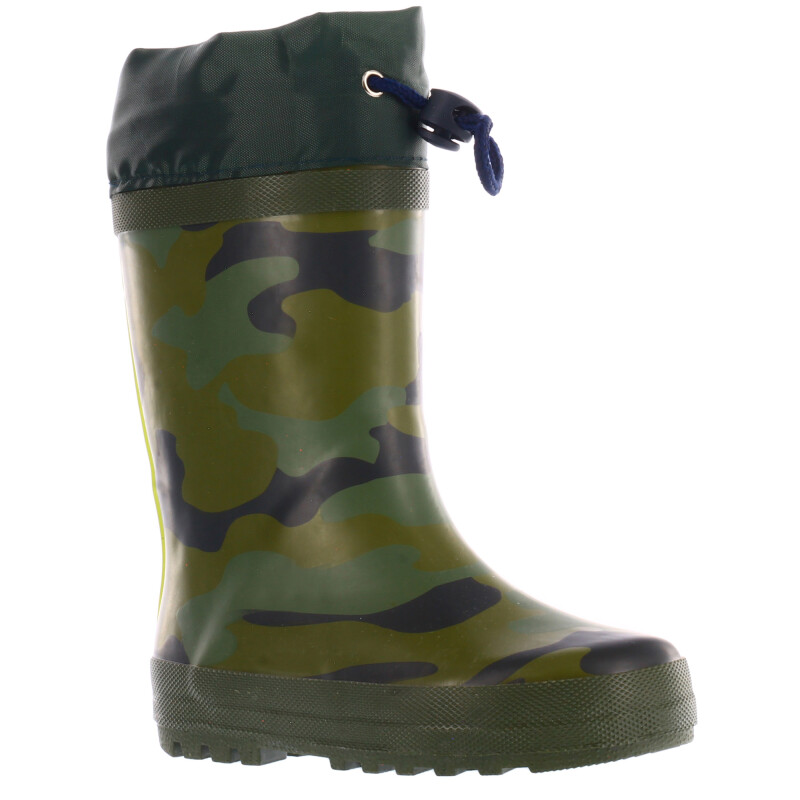 Bota de Niño Croco Kids de lluvia CAMO con puño de nylon ajustable Verde