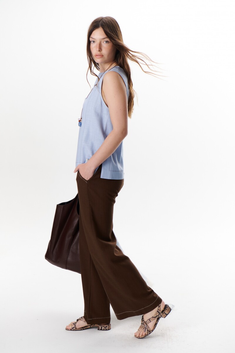 TOP LINO POCKET CELESTE