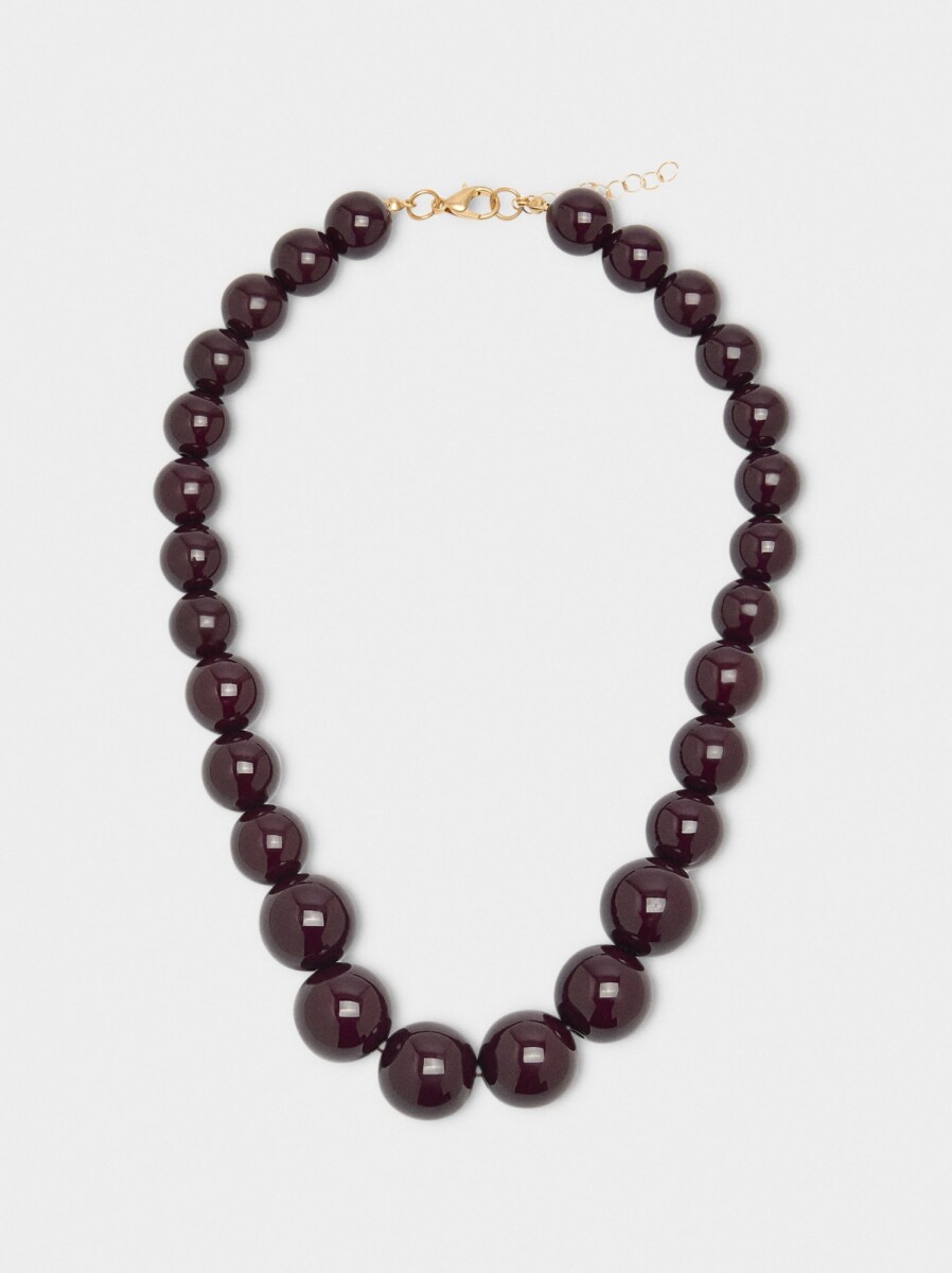 Collar Corto Con Abalorios - burdeos 