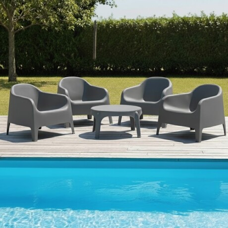 4 Sillones Skarpo + Mesa redonda Puket GRIS