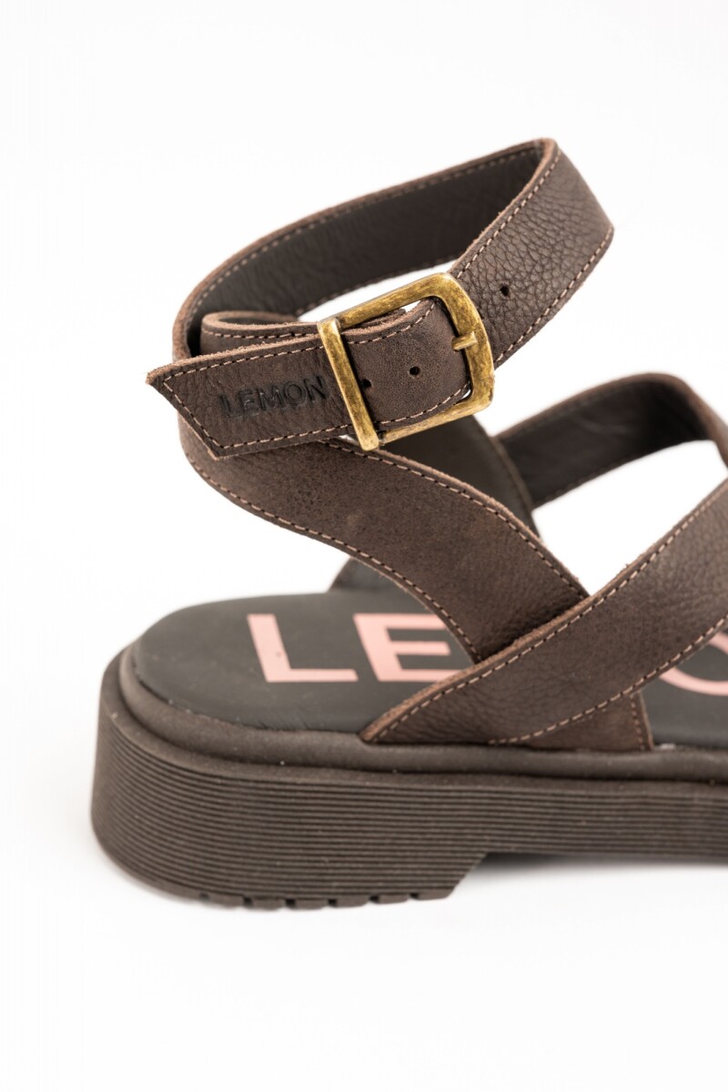 Sandalias Tiras Cruzadas Cuero Chocolate