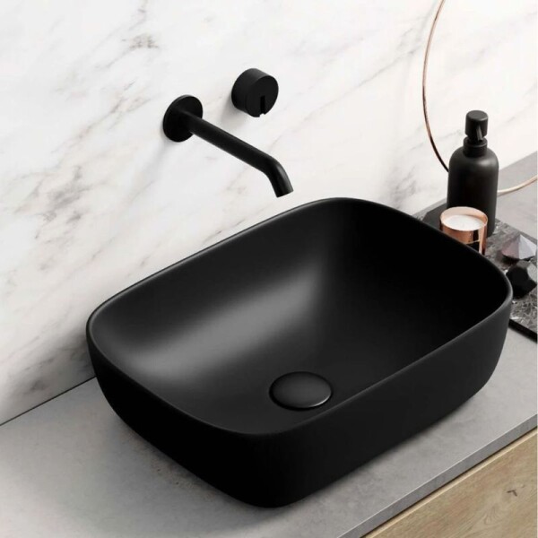 BACHA DE APOYO RECTANGULAR 45.5 X 32 X 13.5 CM NEGRO MATE - AQUALIA BACHA DE APOYO RECTANGULAR 45.5 X 32 X 13.5 CM NEGRO MATE - AQUALIA