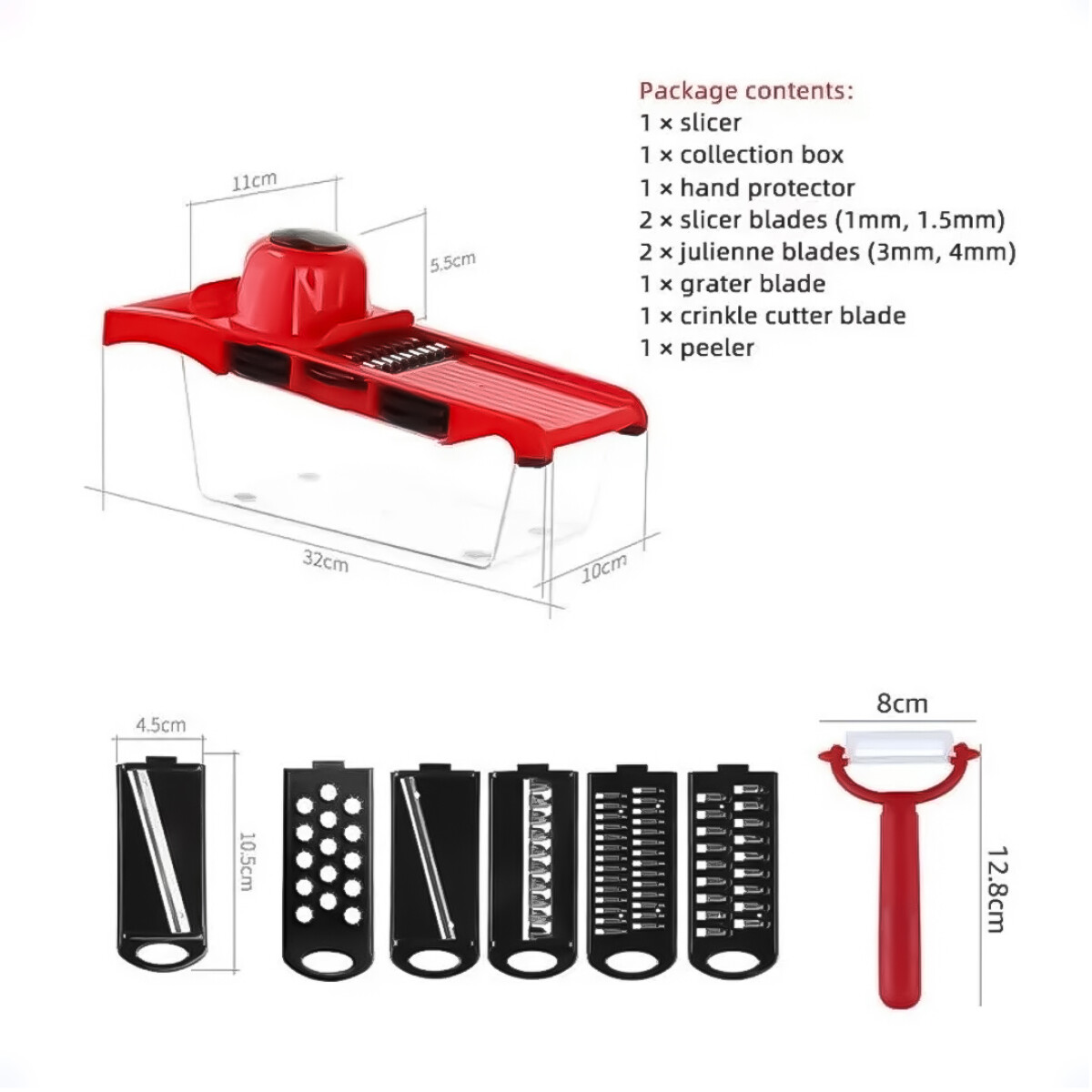Rallador Cortador Picador De Frutas y Vegetales 6 en 1 