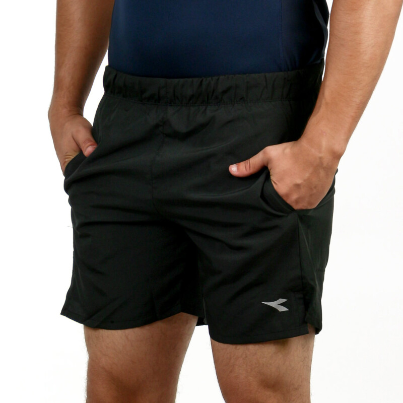 Diadora Hombre Short Deportivo Dry Fit Negro-Negro