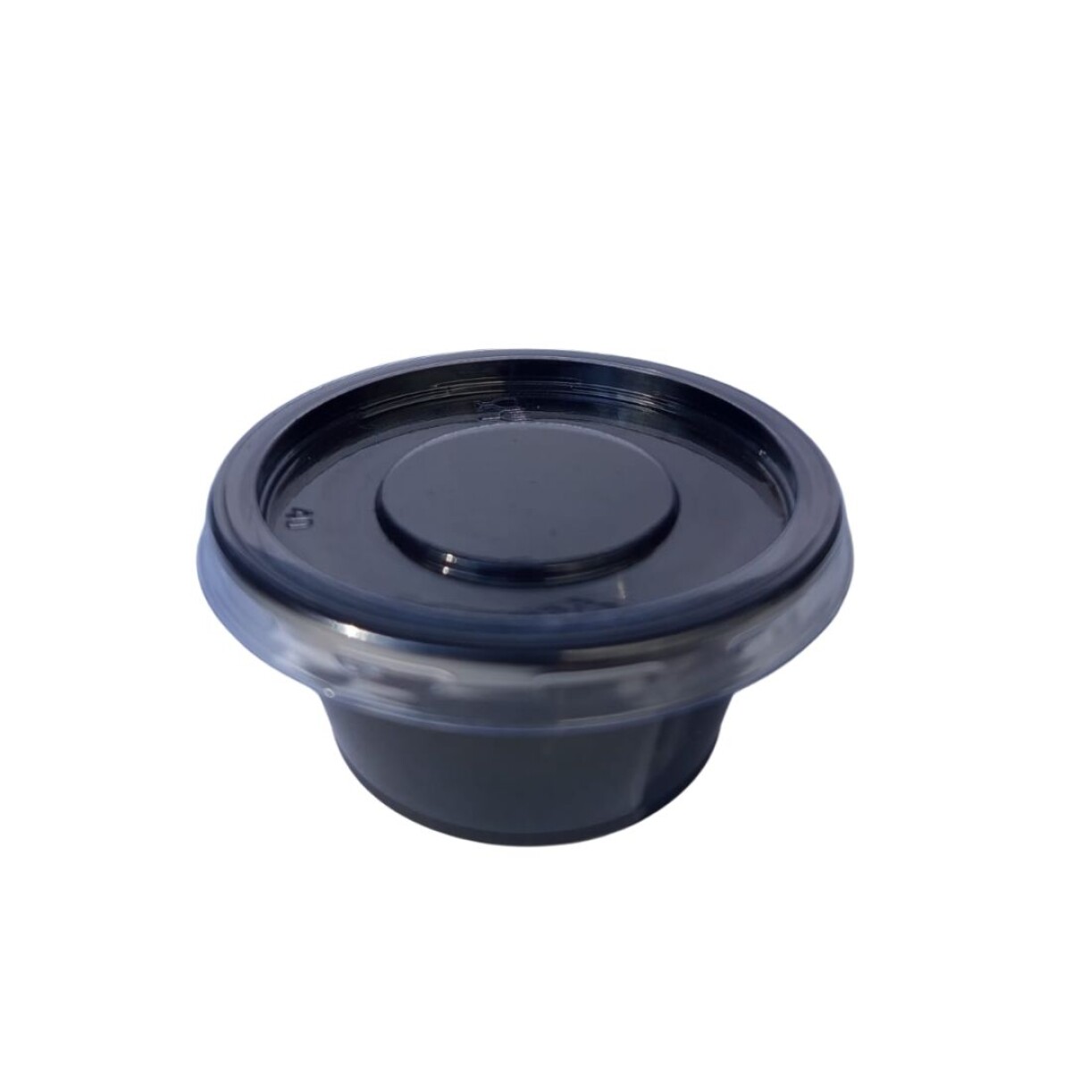 POTE PET NEGRO CON TAPA TRASNPARENTE PARA DIPS REDONDO 1 OZ 30 CC 