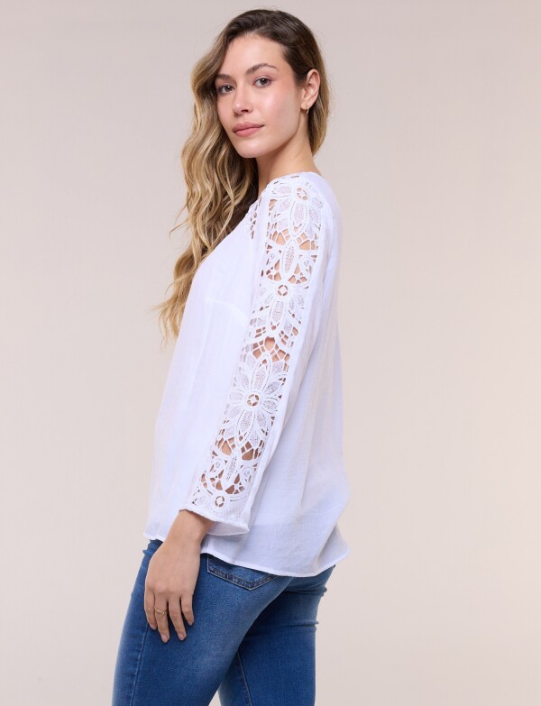 Blusa Encaje Calado BLANCO
