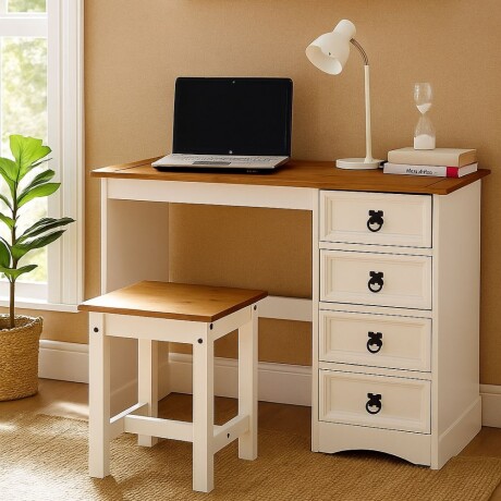 Escritorio 4 Cajónes Línea Naturale Blanco/Roble