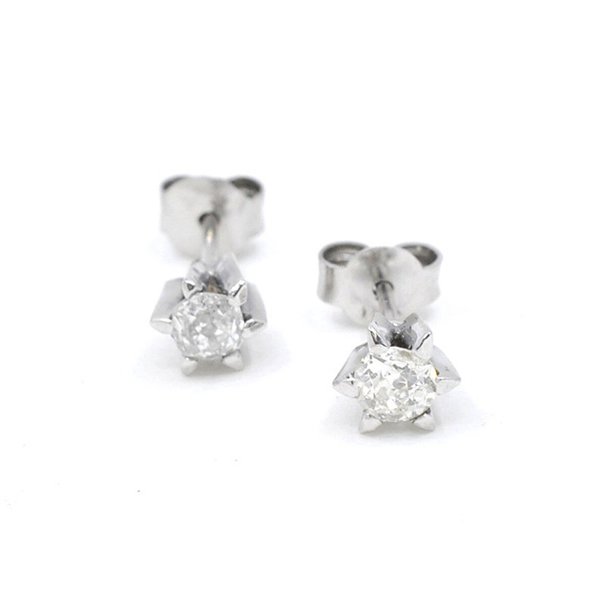 Caravanas Antiguas En Oro 18K Y Brillantes 