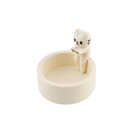Portavelas de cerámica gatito Blanco