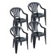 Set x4 Silla reforzada con apoya brazos NEGRO