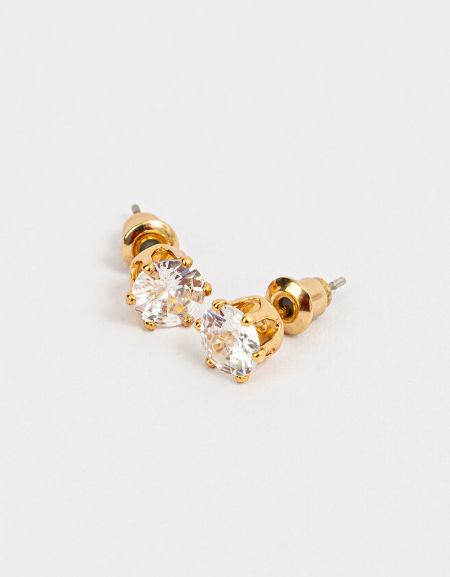 Aros Pasantes Bañada en Oro Aros Con Cubic Zirconia - Dorado
