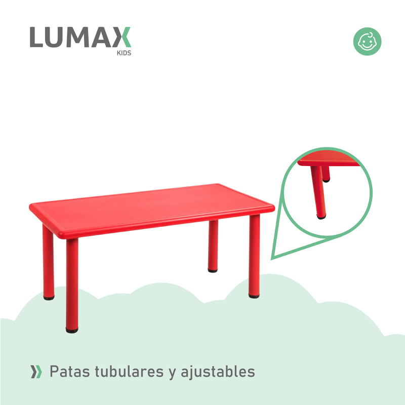 Mesa de plástico niños rectangular 120x60cm Rojo