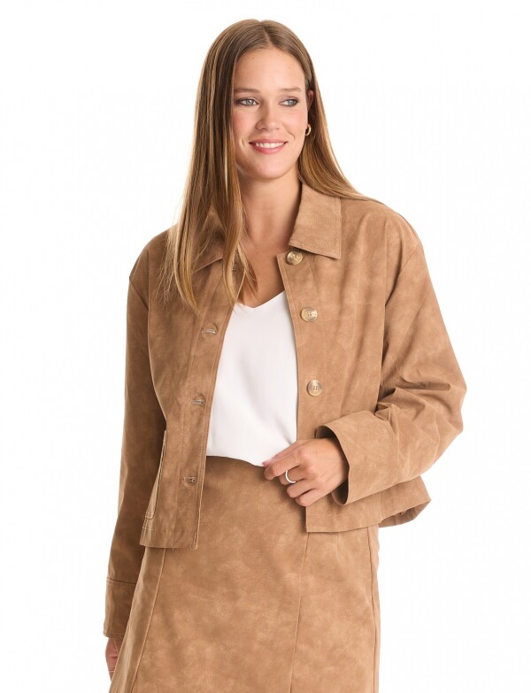 Chaqueta Eco Cuero Botones TOSTADO
