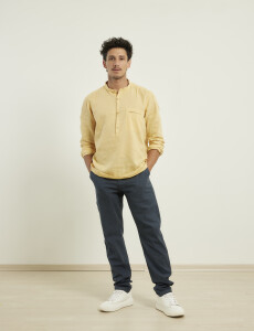 012105 CAMISA HARRINGTON LABEL DE LINO Mostaza