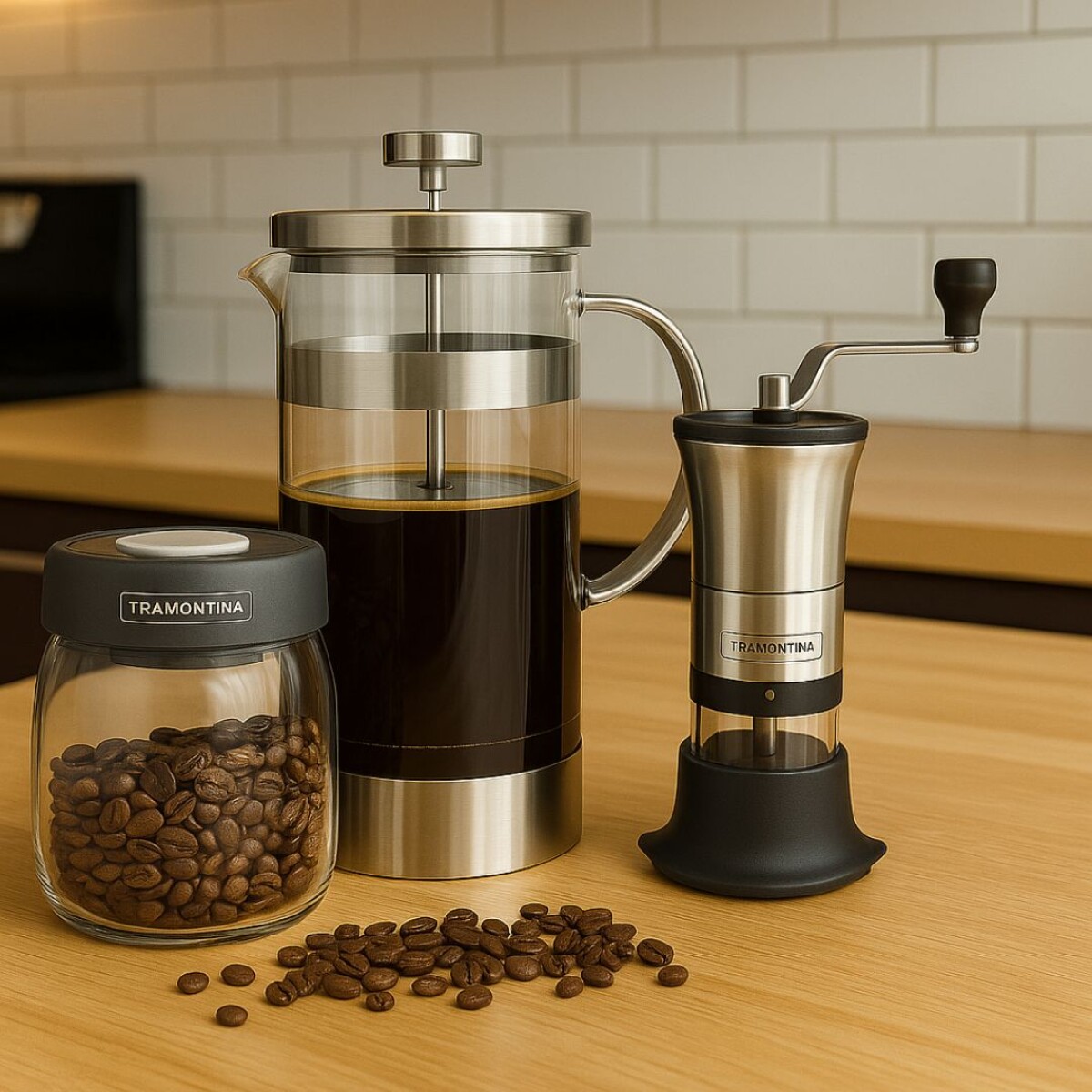 Pack de Cafetera + Molinillo + Frasco de Vidrio 