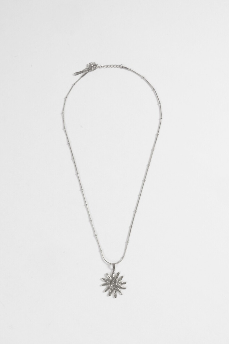 Collar acero espiral plateado