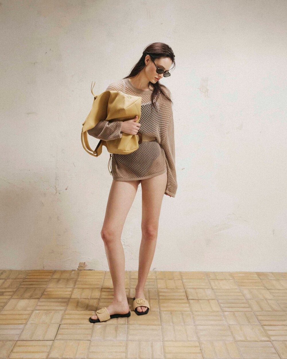 Shopper Amalfi en efecto cuero graneado Beige