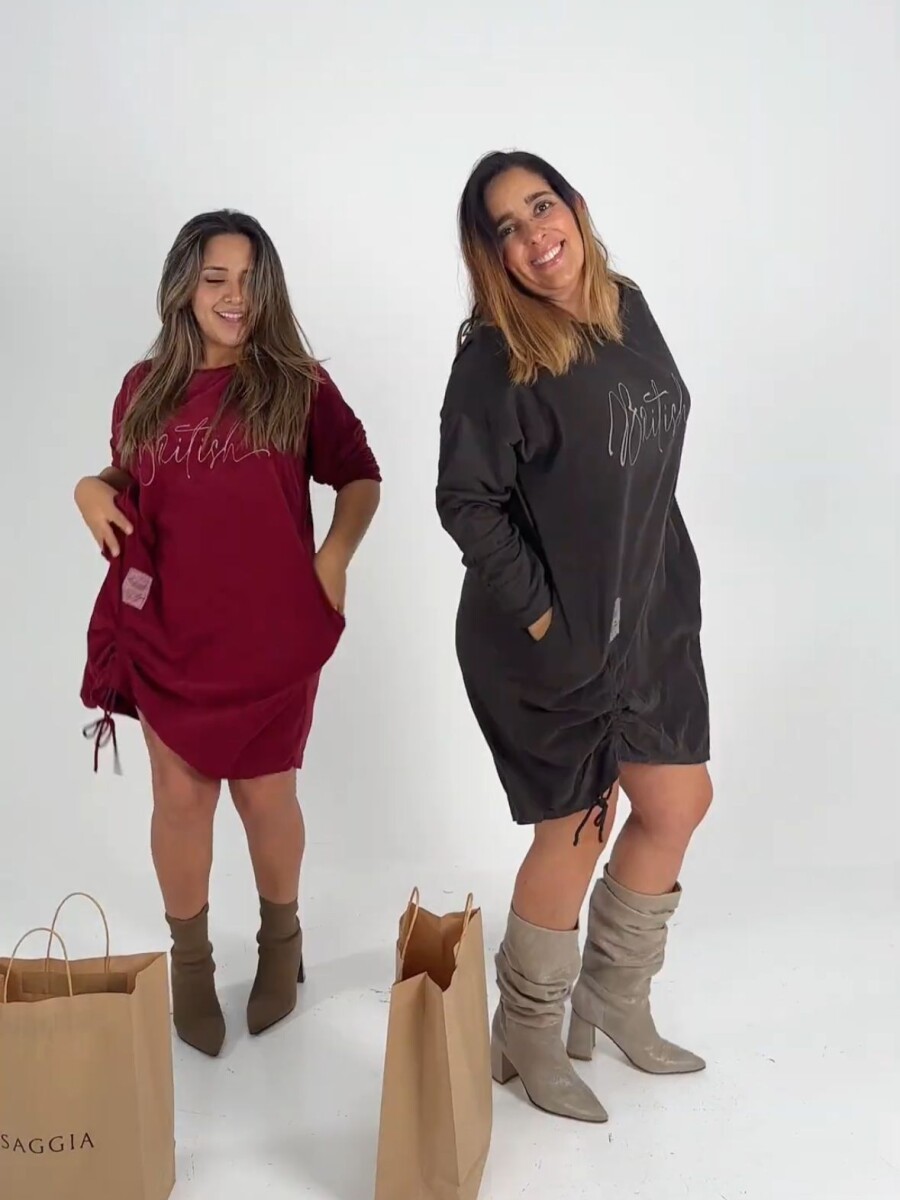Vestido de pana suavizada Marron